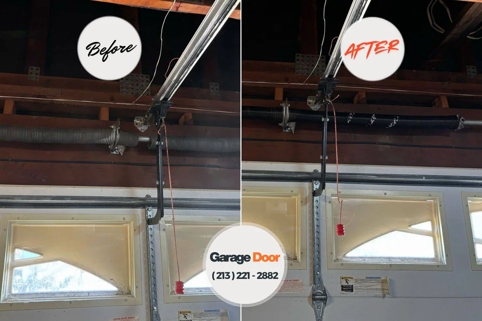 Before and after: garage door repair Arabi, LA